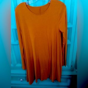 Copper color shirt ladies dress. Cute with boots or sandals.